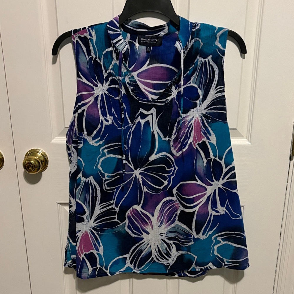 🐥Jones New York Teal, Blue & Purple Floral Sleeveless Top